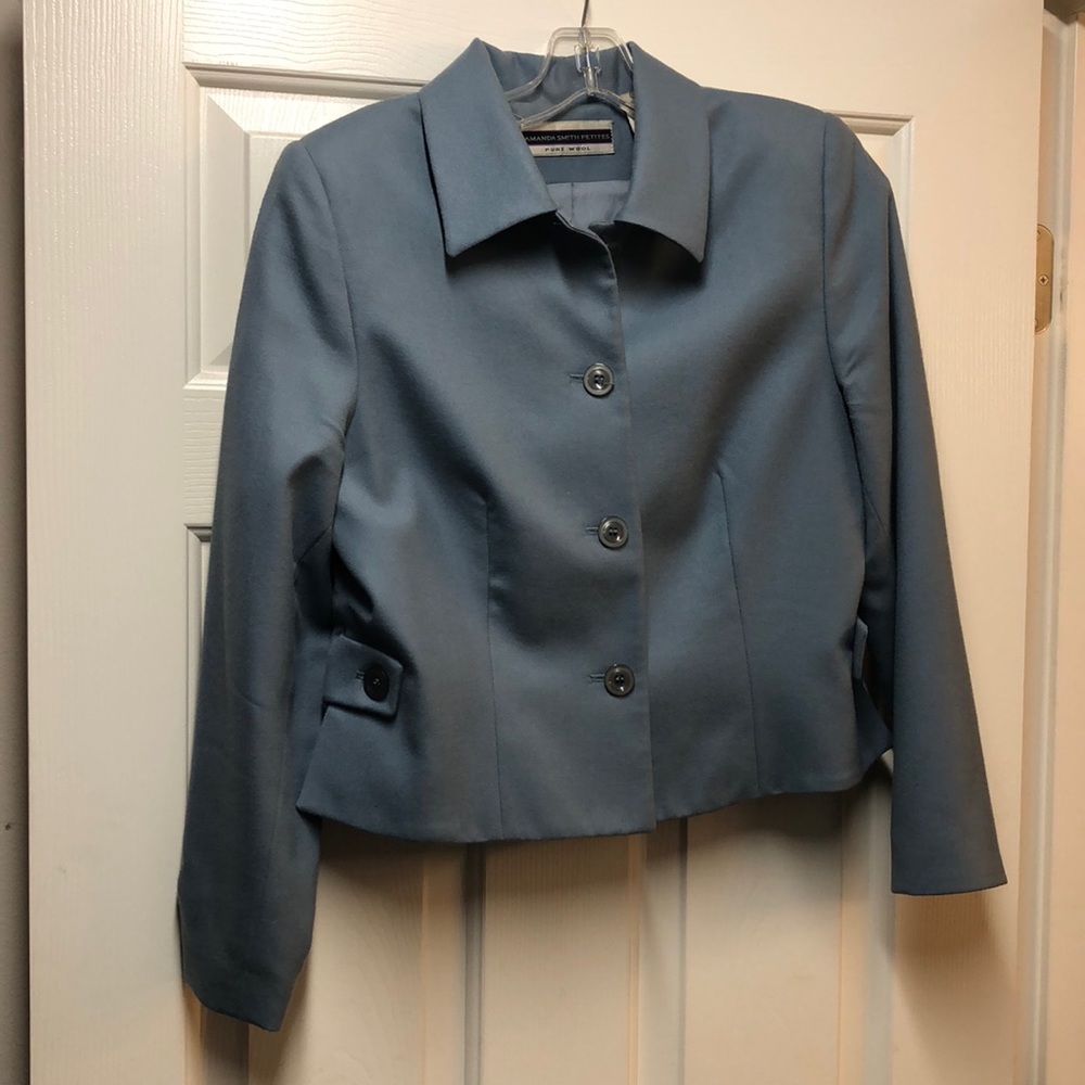 Light Blue Wool 8P lined Blazer